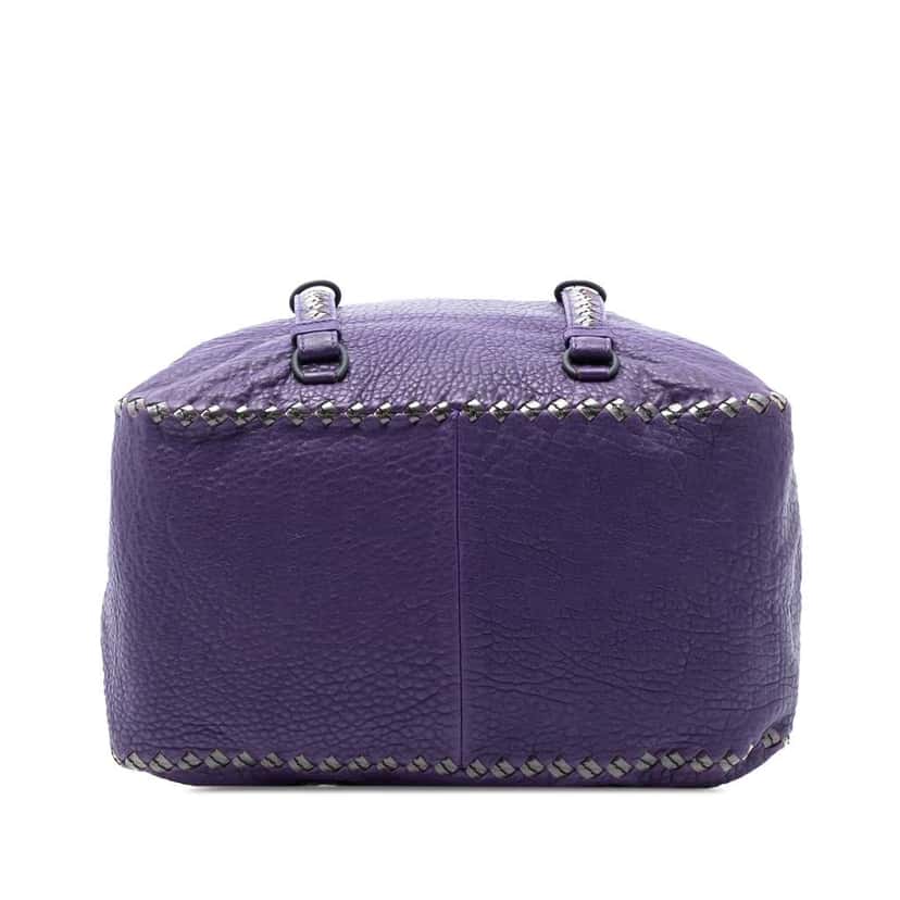 Bottega Veneta Intrecciato Trimmed Leather Handbag Purple Leather Very good condition - Inside View