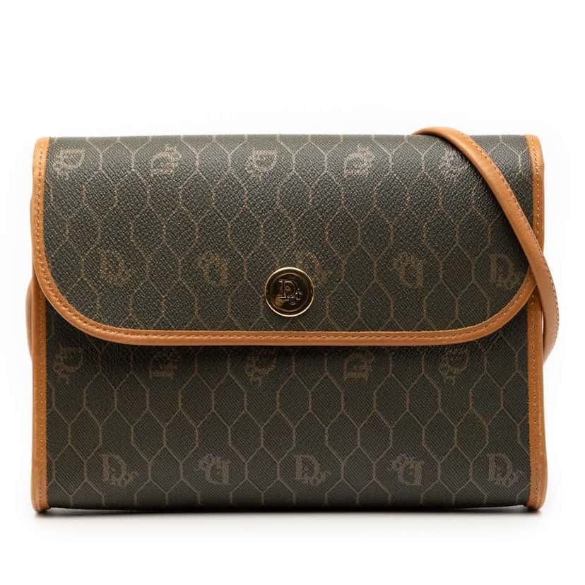 Dior Honeycomb Coated Canvas Crossbody Brown Canvas Good condition - Front View