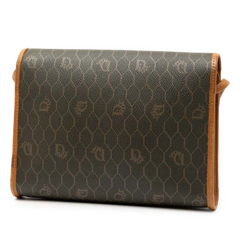 Dior Honeycomb Coated Canvas Crossbody Brown Canvas Good condition - Back View