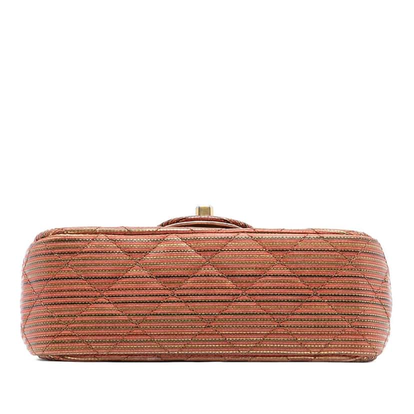 Chanel Paris Seoul Mini Metallic Lambskin Striped Flap Brown Leather Good condition - Inside View
