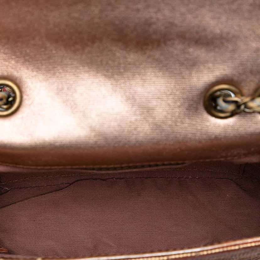 Chanel Paris Seoul Mini Metallic Lambskin Striped Flap Brown Leather Good condition - Model View