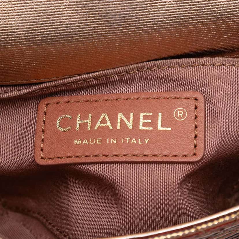 Chanel Paris Seoul Mini Metallic Lambskin Striped Flap Brown Leather Good condition - Box View