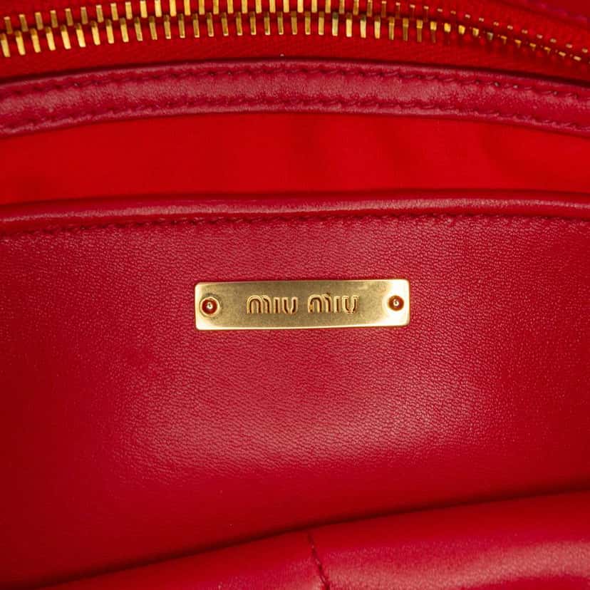 Miu Miu Matelasse Nappa Clutch Red Leather Good condition - Box View