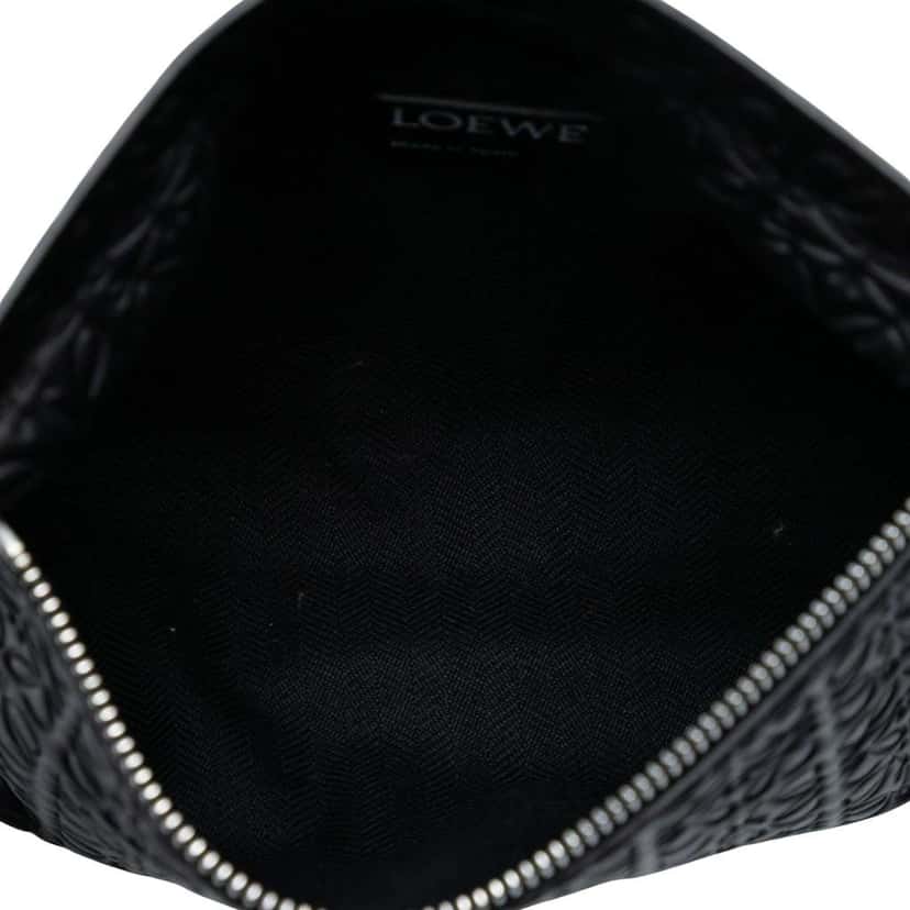 Loewe Embossed Anagram Leather Repeat T Clutch Black Leather Good condition - Model View