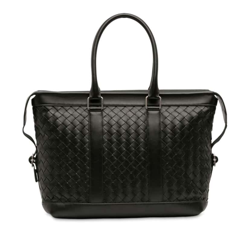 Bottega Veneta Leather Intrecciato Zip Tote Black Leather Good condition - Front View
