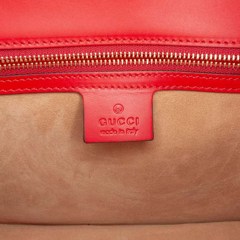 Gucci Small Leather Sylvie Web Satchel Red Leather Very good condition - Box View