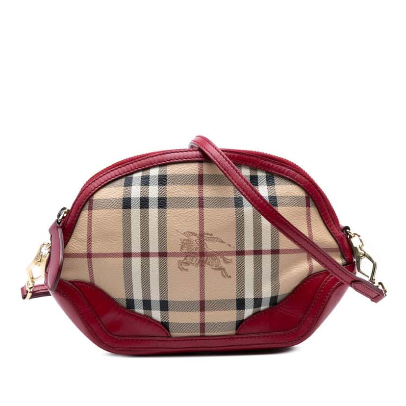 Burberry Mini Haymarket Check Coated Canvas Orchard Crossbody Brown Canvas Good condition - Front View