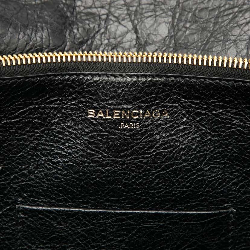 Balenciaga Medium Lambskin Blanket Square Satchel Black Leather Good condition - Box View