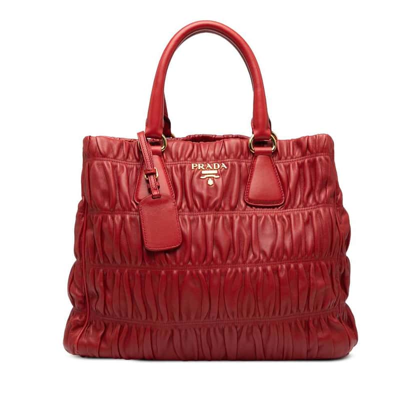 Prada Nappa Gaufre Tote Red Leather Good condition - Front View