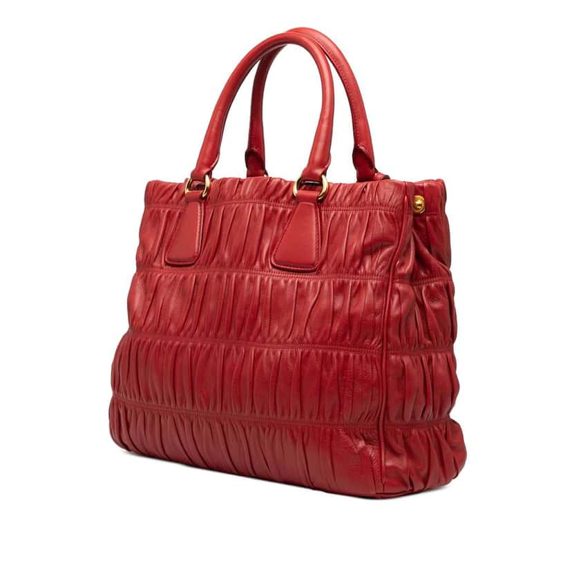 Prada Nappa Gaufre Tote Red Leather Good condition - Back View