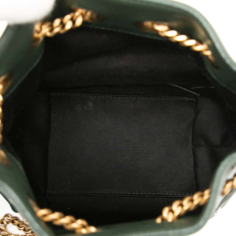 Saint Laurent Mini Quilted Leather Joe Bucket Bag Green Leather Good condition - Model View
