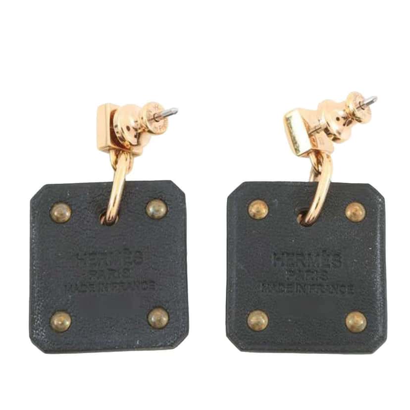 Hermès Gold Plated Swift As De Coeur Push Back Earrings Gold Metal Good condition - Back View