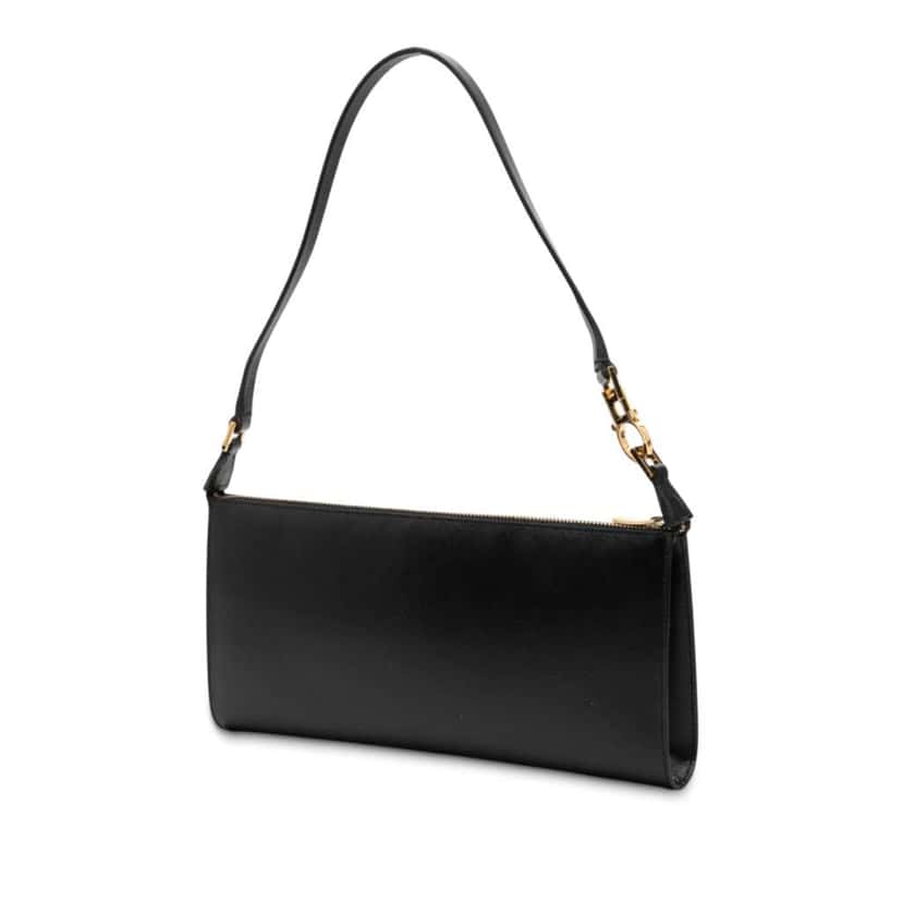 Salvatore Ferragamo Leather Gancini Shoulder Bag Black Leather Good condition - Back View