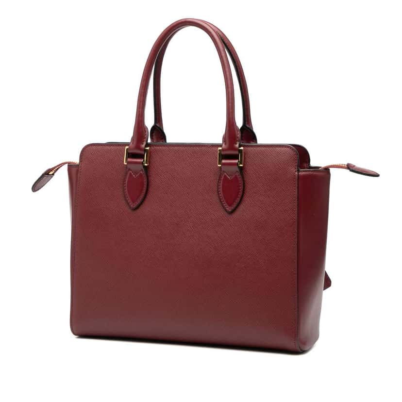 Prada Soft Calf Trimmed Saffiano Lux Open Convertible Tote Red Leather Good condition - Back View