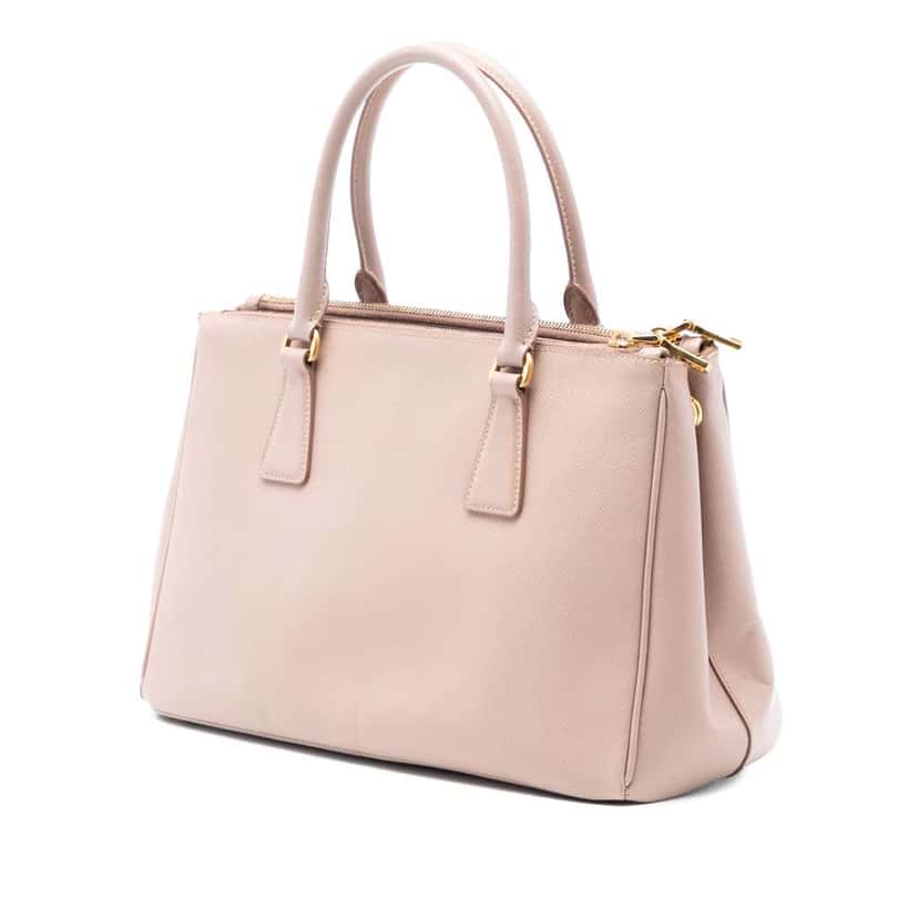 Prada Small Saffiano Lux Galleria Double Zip Satchel Pink Leather Very good condition - Back View