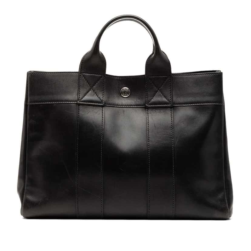 Hermès Box Calf Fourre Tout PM Black Leather Good condition - Front View