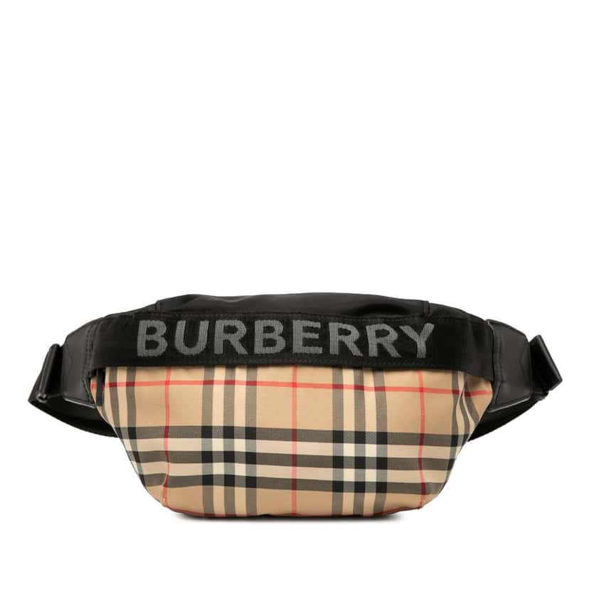 Burberry House Check Nylon Sonny Belt Bag Brown Good condition - Front View