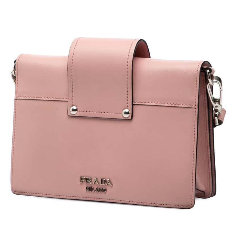 Prada City Calf Plex Ribbon Crossbody Pink Leather Good condition - Back View