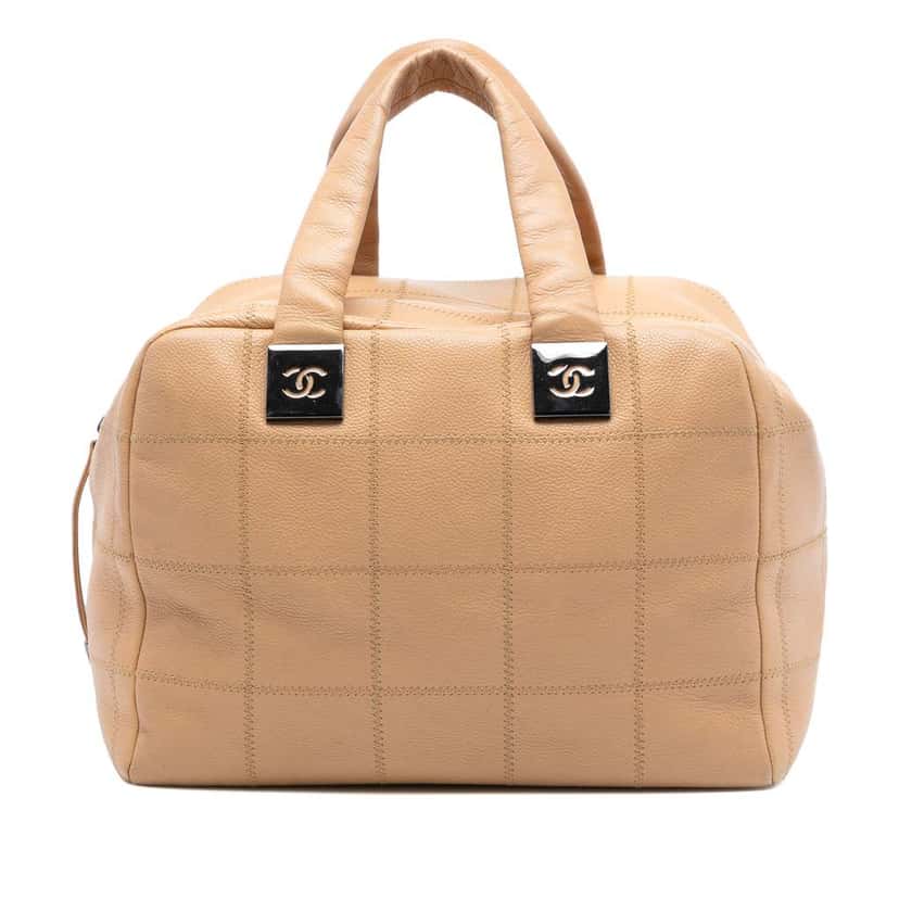 Chanel CC Choco Bar Caviar Stitched Boston Brown Leather Good condition - Front View