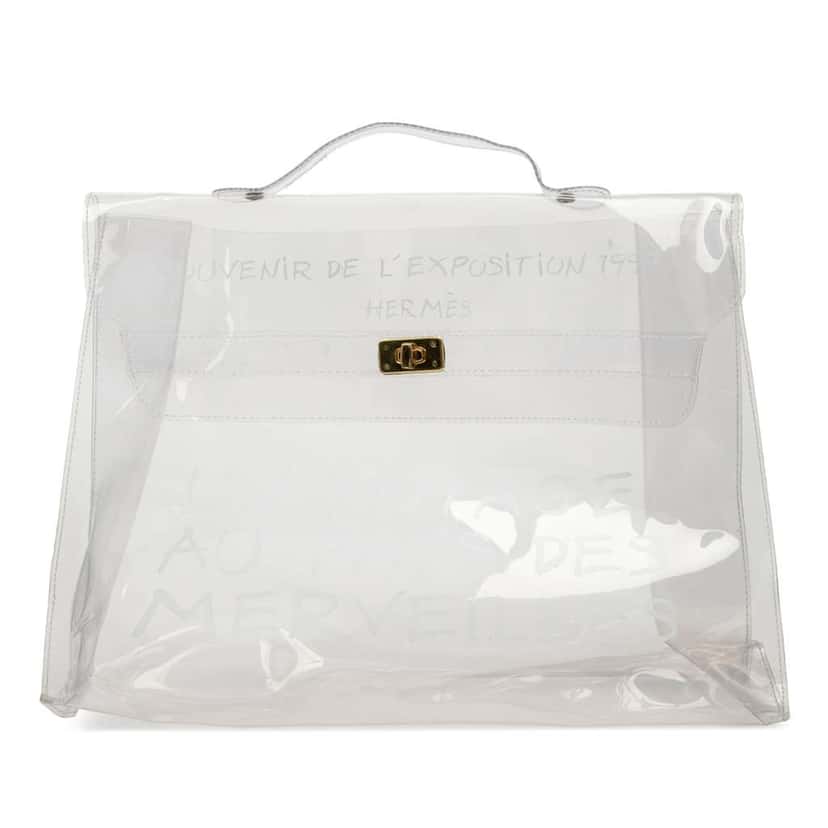 Hermès Vinyl Souvenir De L Exposition Kelly Handbag White Good condition - Front View