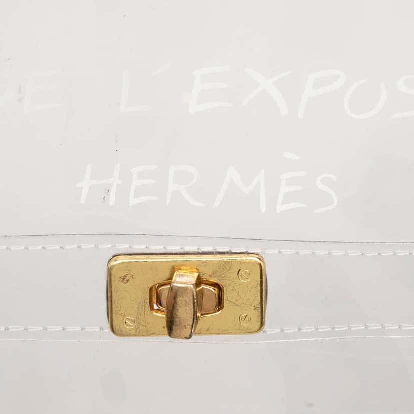 Hermès Vinyl Souvenir De L Exposition Kelly Handbag White Good condition - Box View