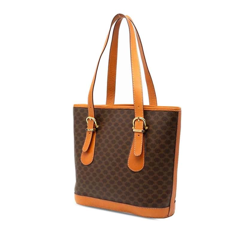 Celine Macadam Coated Canvas Shoulder Bag Brown Canvas Good condition - Back View