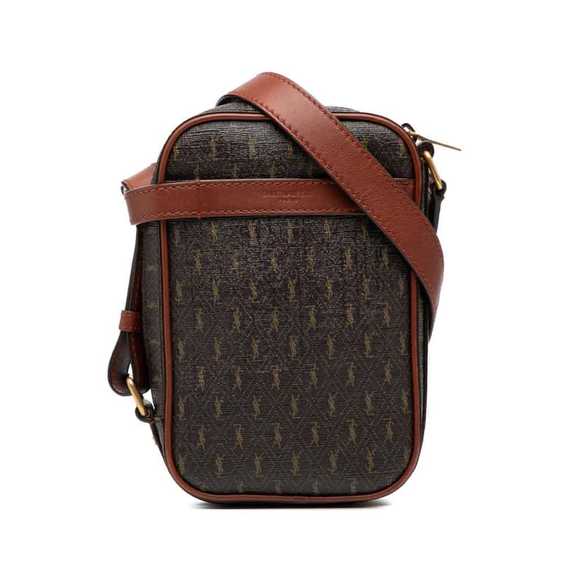 Saint Laurent Le Monogramme Coated Canvas Pouch Crossbody Brown Canvas Very good condition - Front View