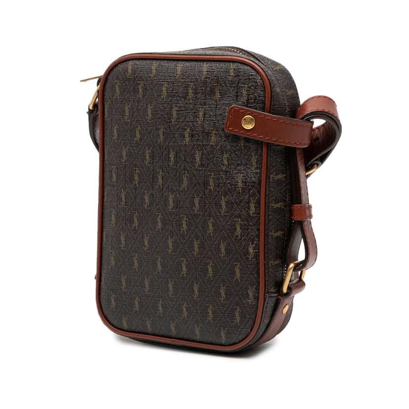 Saint Laurent Le Monogramme Coated Canvas Pouch Crossbody Brown Canvas Very good condition - Back View