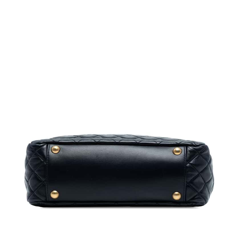 Chanel CC Quilted Lambskin Front Pocket Shopping Tote Blue Leather Good condition - Inside View