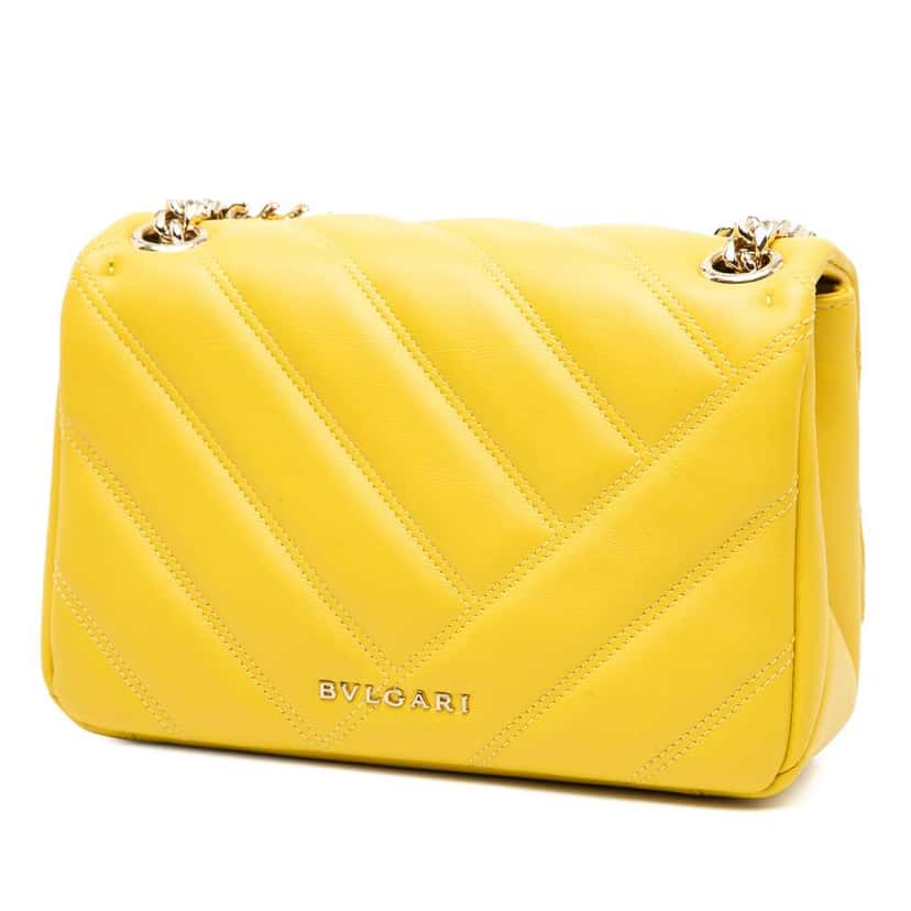 Bvlgari Leather Serpenti Cabochon Chain Crossbody Yellow Leather Good condition - Back View