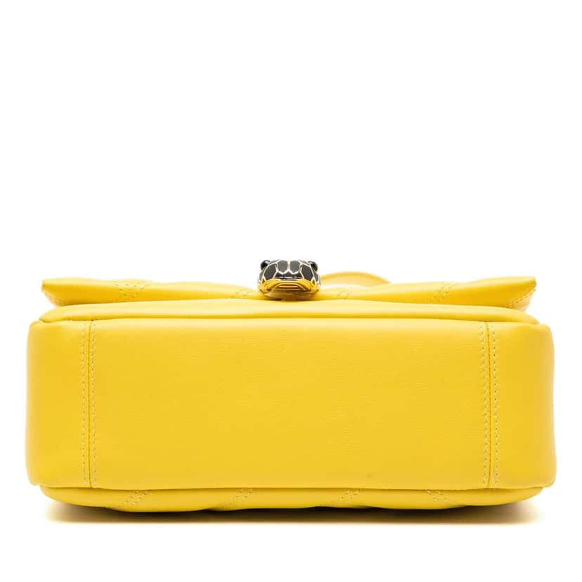 Bvlgari Leather Serpenti Cabochon Chain Crossbody Yellow Leather Good condition - Inside View