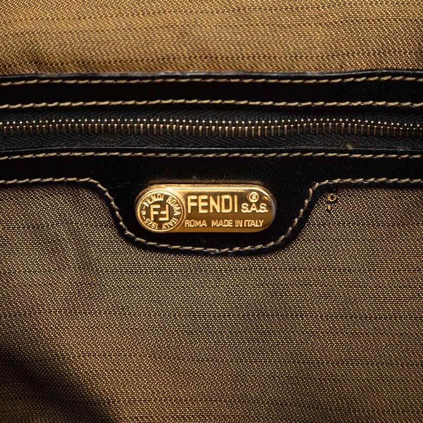 Fendi Leather Trimmed Zucca Canvas Drawstring Backpack Brown Canvas Fair condition - Box View