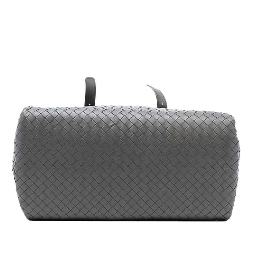Bottega Veneta Nappa Intrecciato Boston Bag Grey Leather Good condition - Inside View