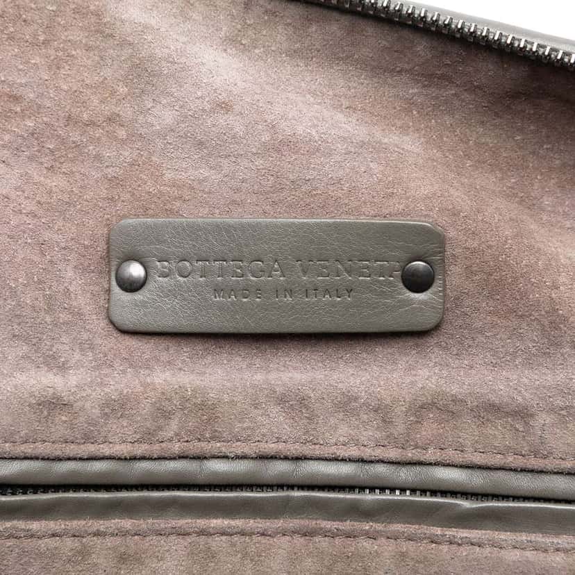 Bottega Veneta Nappa Intrecciato Boston Bag Grey Leather Good condition - Box View