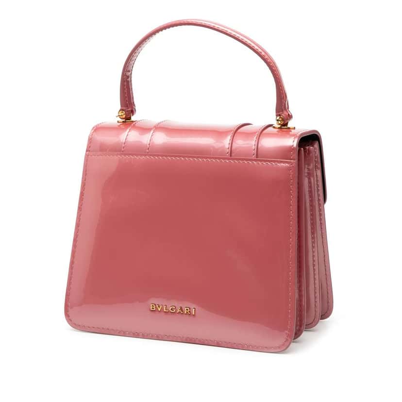 Bvlgari Small Patent Serpenti Forever Top Handle Satchel Pink Leather Good condition - Back View