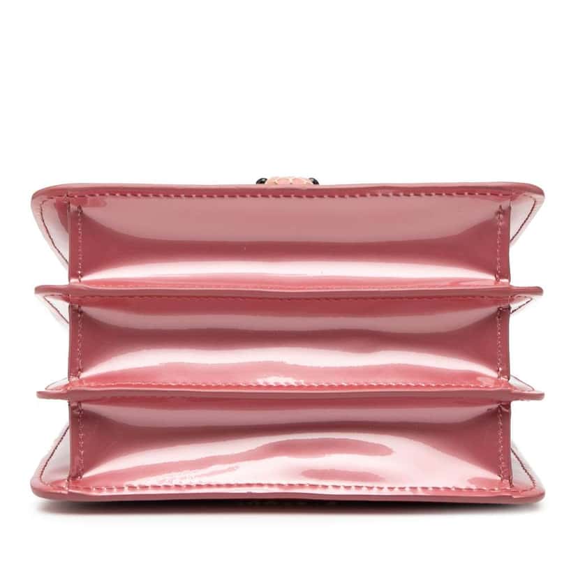 Bvlgari Small Patent Serpenti Forever Top Handle Satchel Pink Leather Good condition - Inside View