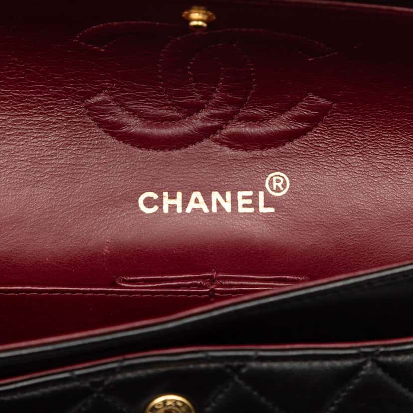 Chanel Small Classic Lambskin Double Flap Black Leather Good condition - Box View