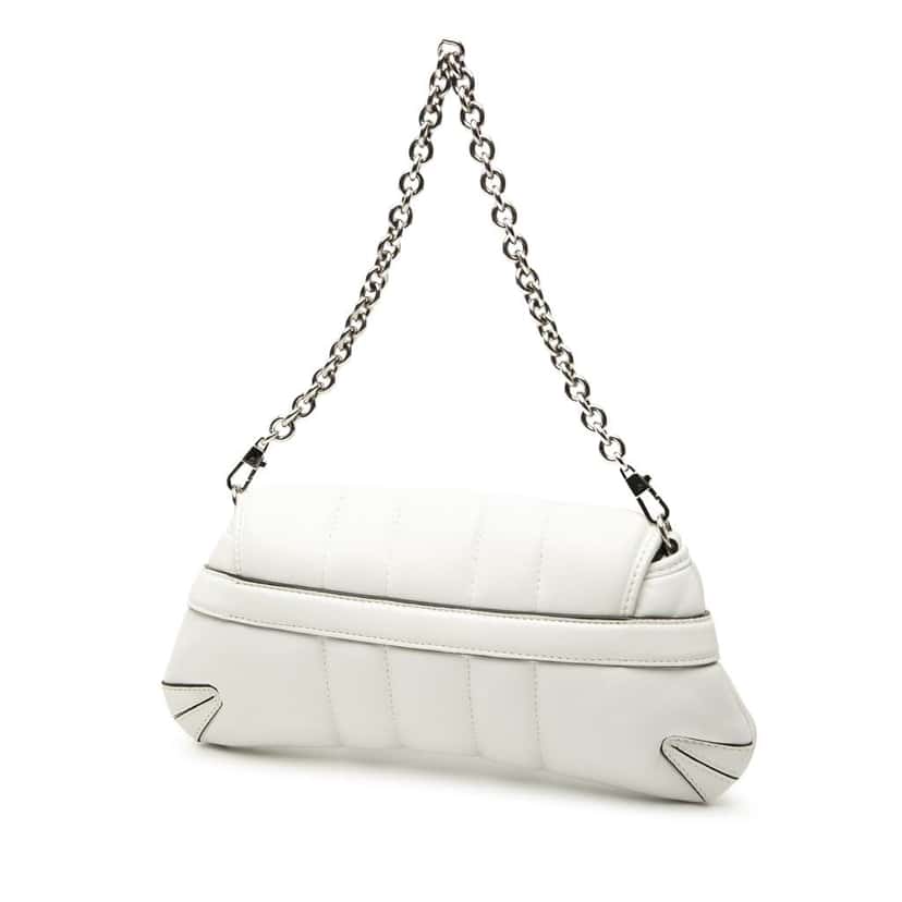 Gucci Small Quilted Leather Horsebit Chain Satchel White Leather Very good condition - Back View