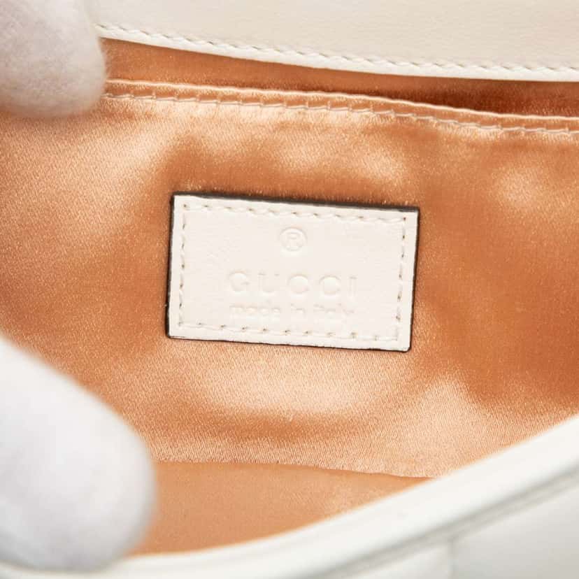 Gucci Small Quilted Leather Horsebit Chain Satchel White Leather Very good condition - Box View