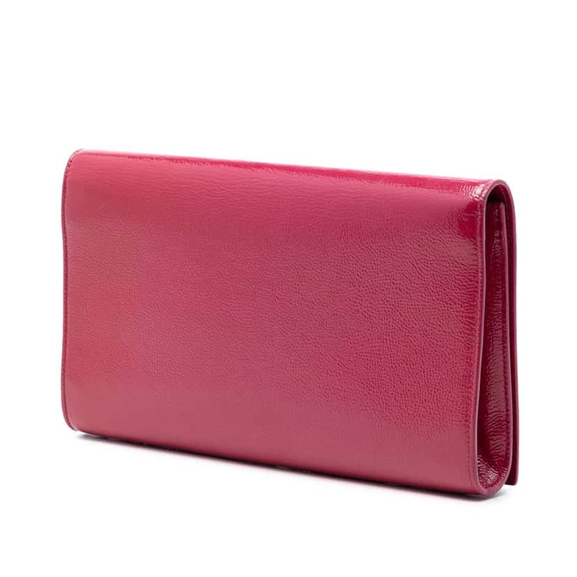 Saint Laurent Large Textured Patent Belle De Jour Clutch Pink Leather Very good condition - Back View