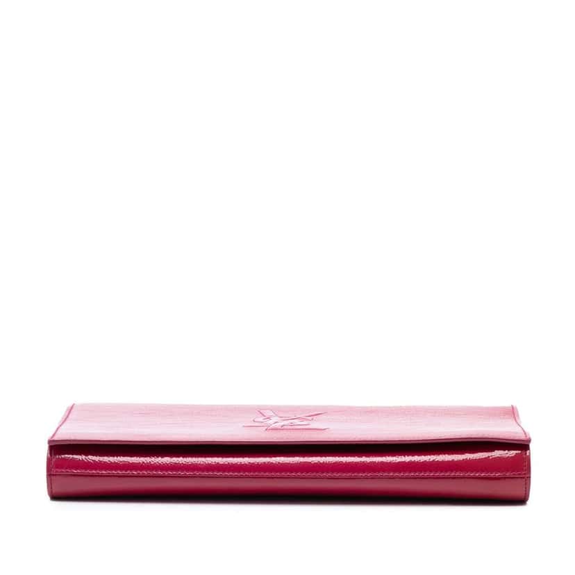 Saint Laurent Large Textured Patent Belle De Jour Clutch Pink Leather Very good condition - Inside View