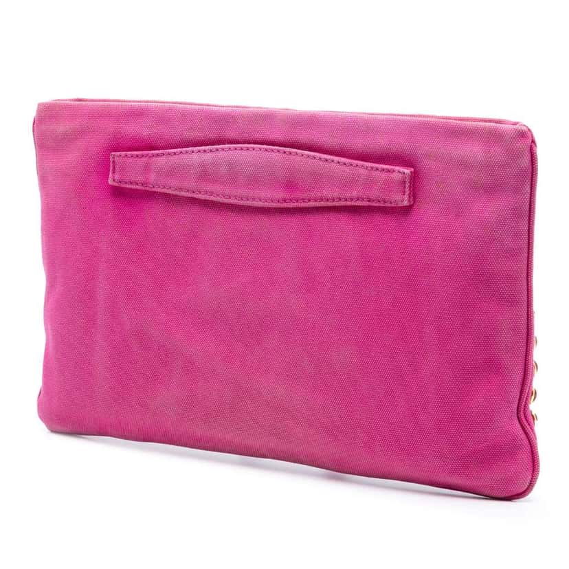 Prada Canvas Canapa Studded Vernice Clutch Pink Canvas Good condition - Back View