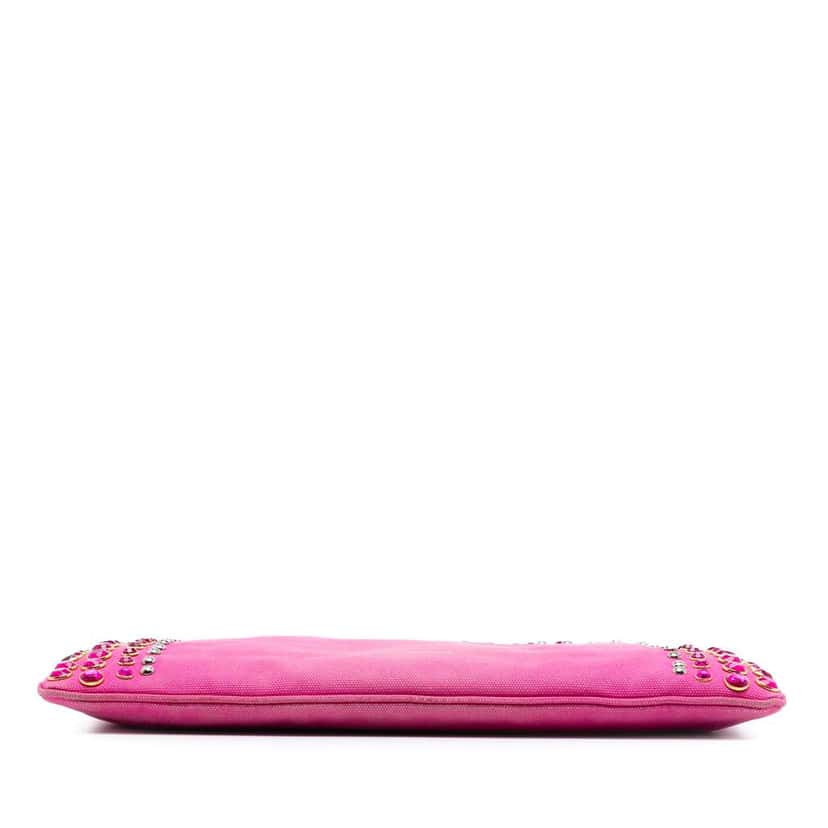 Prada Canvas Canapa Studded Vernice Clutch Pink Canvas Good condition - Inside View