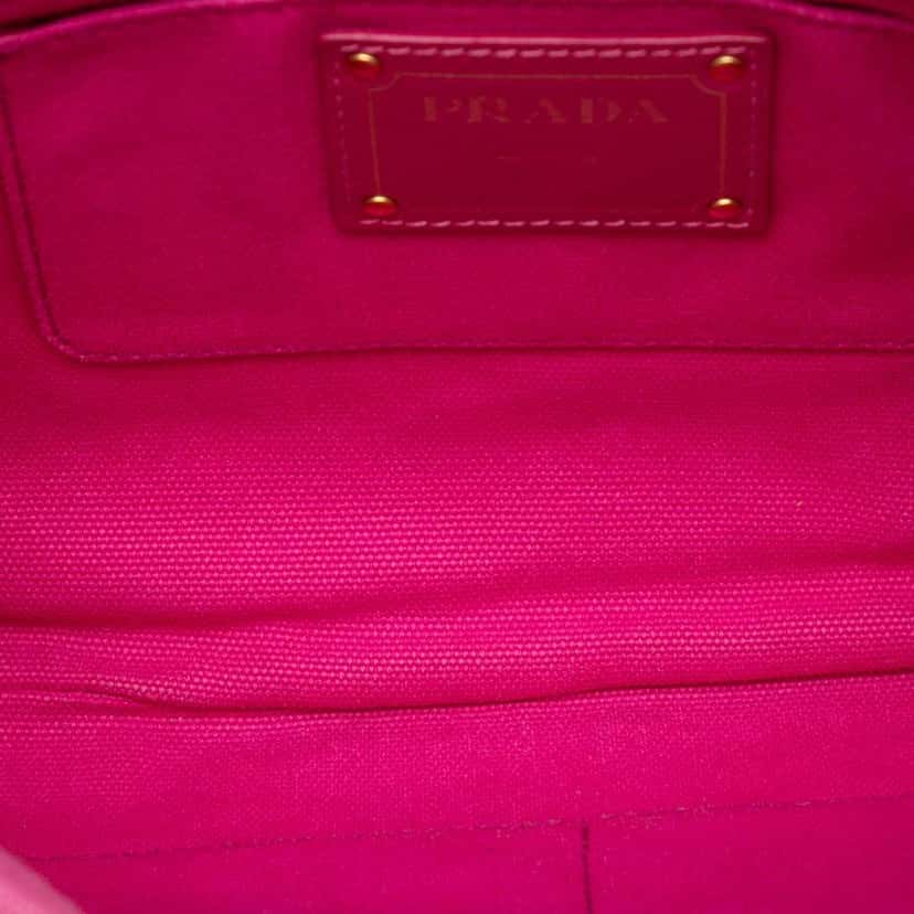 Prada Canvas Canapa Studded Vernice Clutch Pink Canvas Good condition - Model View