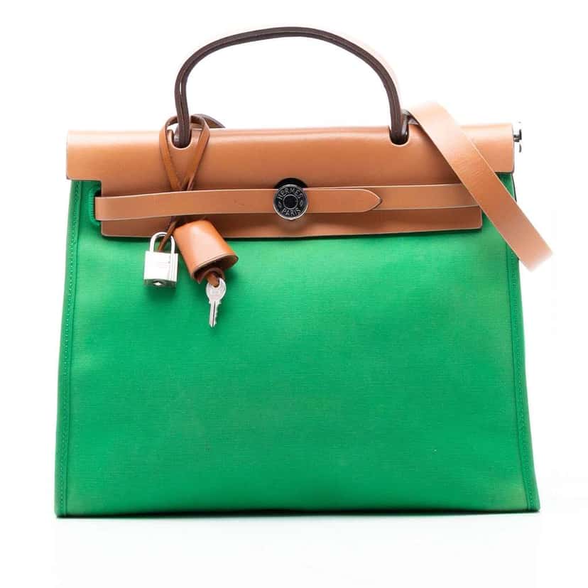 Hermès Toile Herbag Zip 31 Green Canvas Good condition - Front View