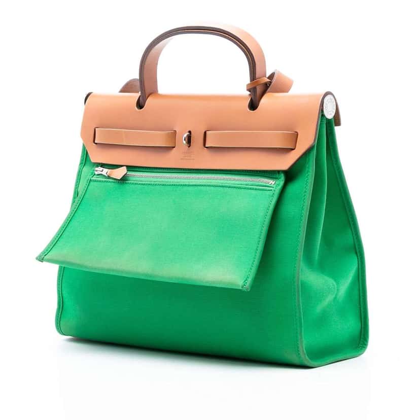 Hermès Toile Herbag Zip 31 Green Canvas Good condition - Back View