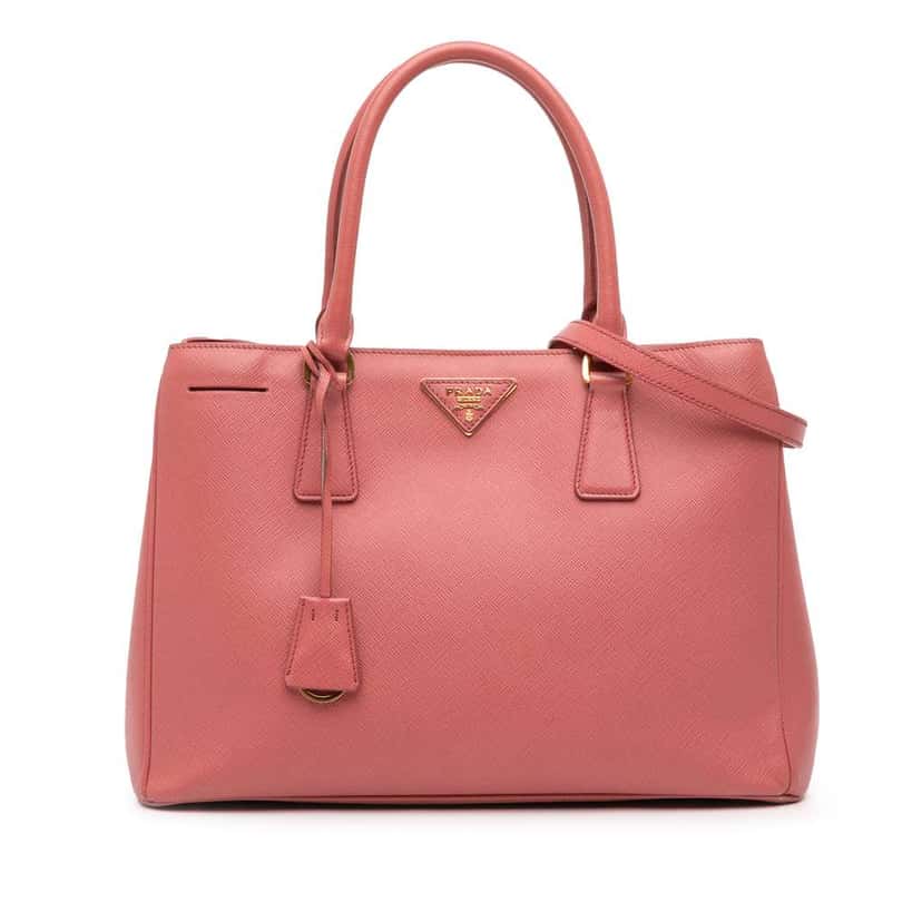 Prada Medium Saffiano Lux Galleria Satchel Pink Leather Good condition - Front View