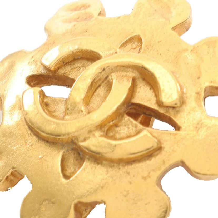Chanel Gold Plated CC Floral Clip On Earrings Gold Metal Good condition - Inside View