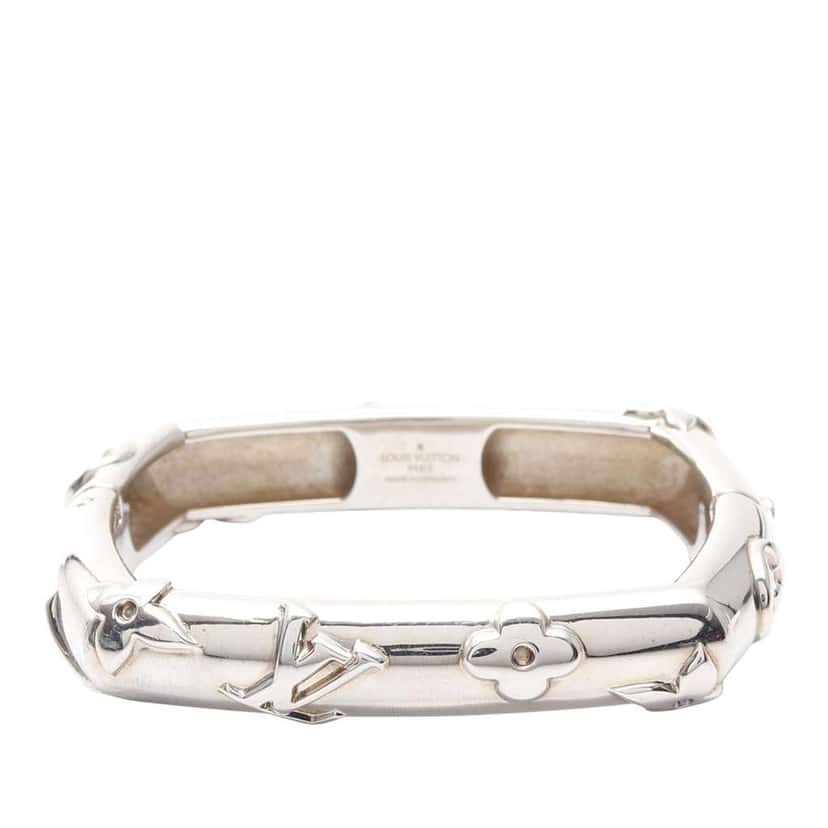 Louis Vuitton Stainless Steel Monogram Family Bangle Silver Stainless steel Good condition - Front View