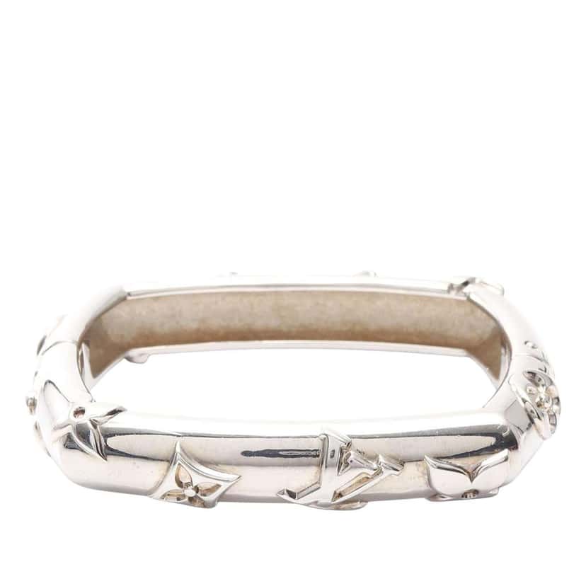 Louis Vuitton Stainless Steel Monogram Family Bangle Silver Stainless steel Good condition - Back View